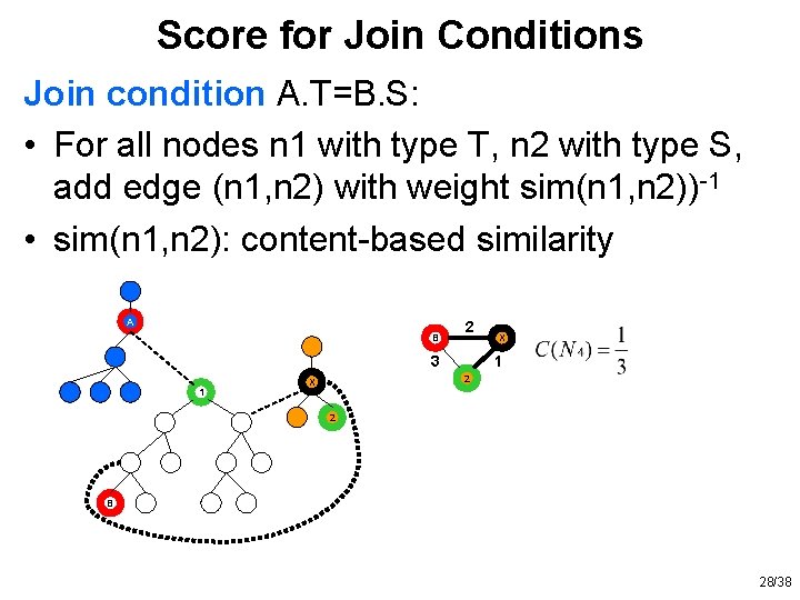 Score for Join Conditions Join condition A. T=B. S: • For all nodes n