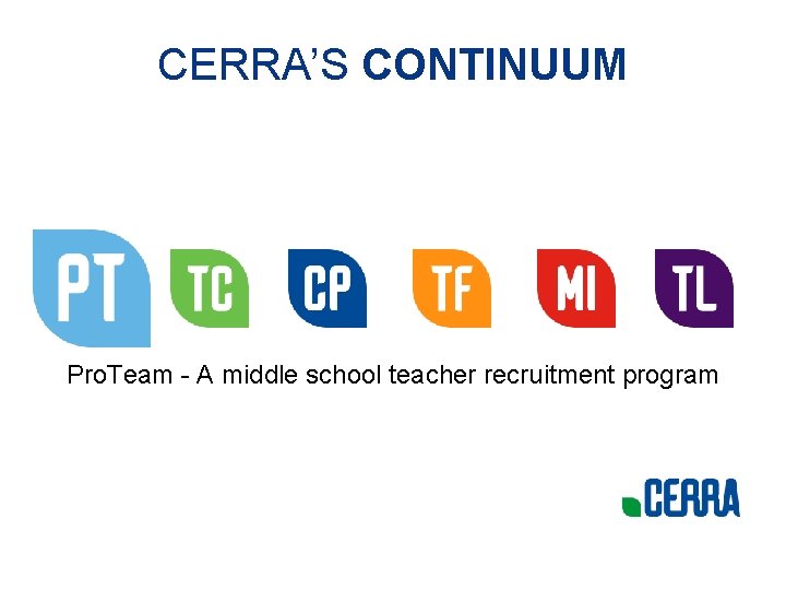 CERRA’S CONTINUUM Pro. Team - A middle school teacher recruitment program 