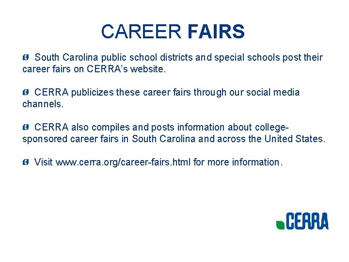 CAREER FAIRS South Carolina public school districts and special schools post their career fairs