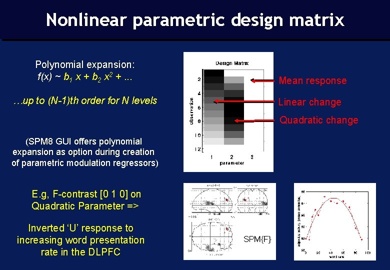 Nonlinear parametric design matrix Polynomial expansion: f(x) ~ b 1 x + b 2