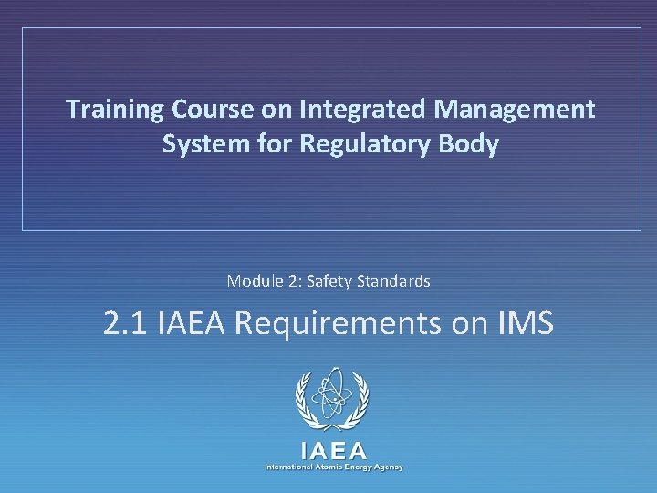 Ihs Rpms Training Training Course on Integrated Management System for Regulatory