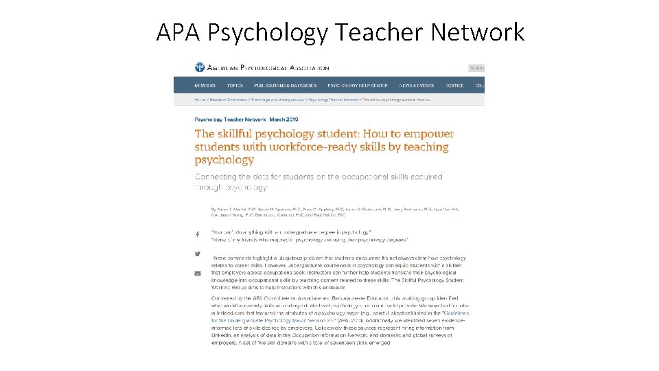 APA Psychology Teacher Network 