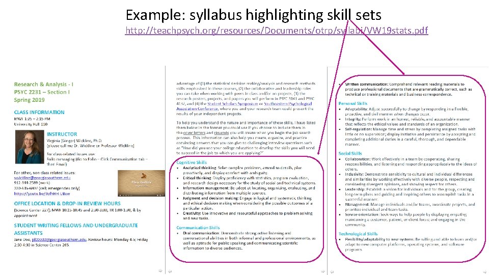 Example: syllabus highlighting skill sets http: //teachpsych. org/resources/Documents/otrp/syllabi/VW 19 stats. pdf 