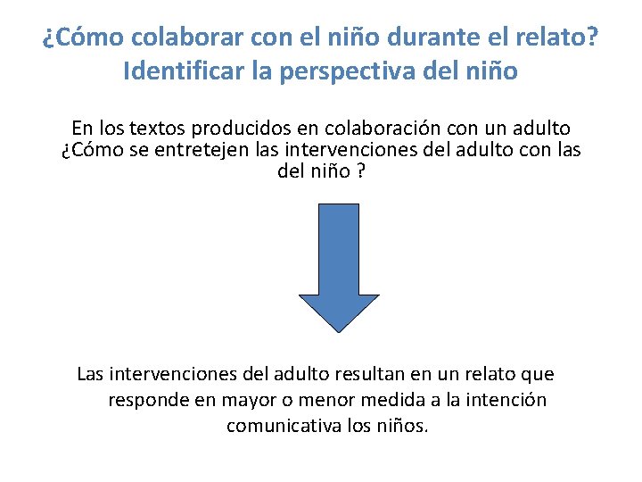 ¿Cómo colaborar con el niño durante el relato? Identificar la perspectiva del niño En