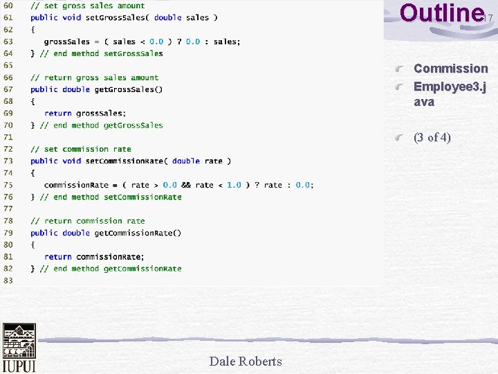 Outline 17 Commission Employee 3. j ava (3 of 4) Dale Roberts 