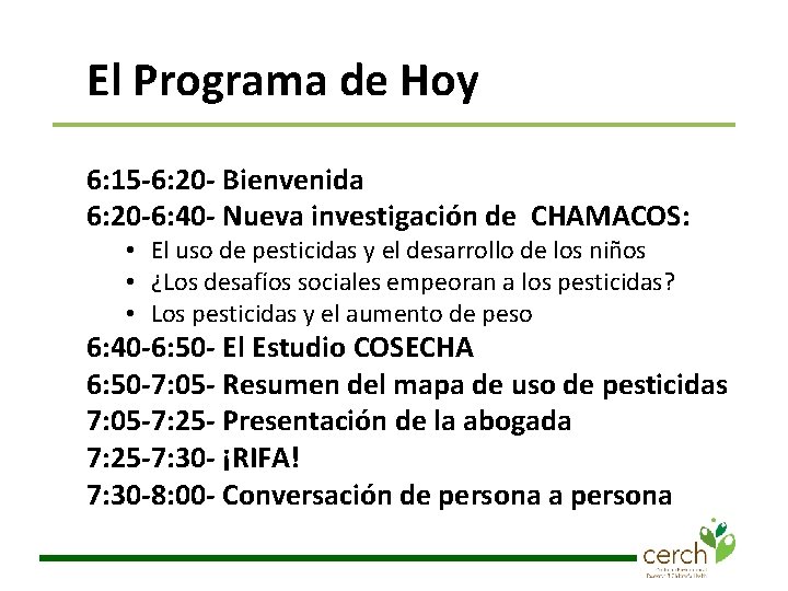 El Programa de Hoy 6: 15 -6: 20 - Bienvenida 6: 20 -6: 40