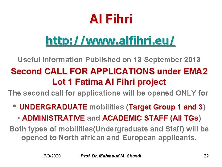 Al Fihri http: //www. alfihri. eu/ Useful information Published on 13 September 2013 Second