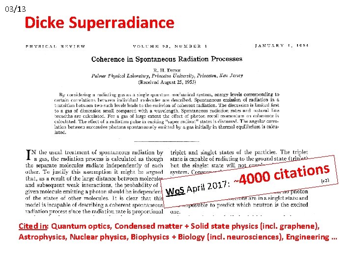 03/13 Dicke Superradiance Wo. S April 201 s n o i t a t