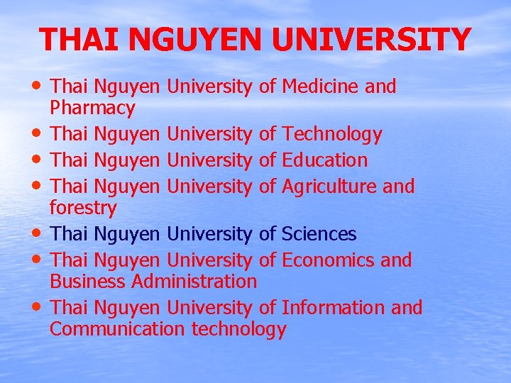 THAI NGUYEN UNIVERSITY • Thai Nguyen University of Medicine and • • • Pharmacy