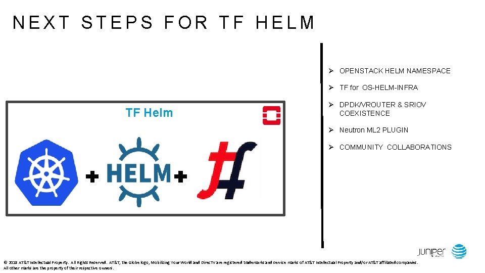 NEXT STEPS FOR TF HELM Ø OPENSTACK HELM NAMESPACE Ø TF for OS-HELM-INFRA TF
