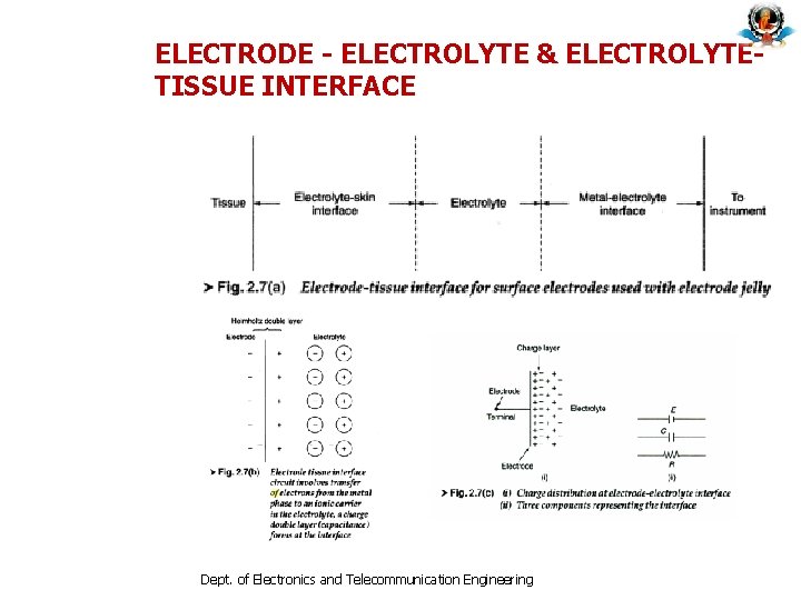 ELECTRODE - ELECTROLYTE & ELECTROLYTETISSUE INTERFACE Dept. of Electronics and Telecommunication Engineering 