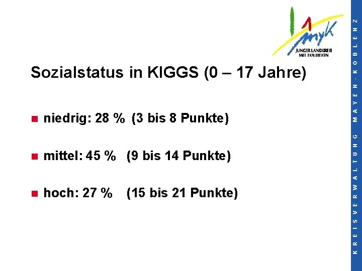 n niedrig: 28 % (3 bis 8 Punkte) n mittel: 45 % (9 bis