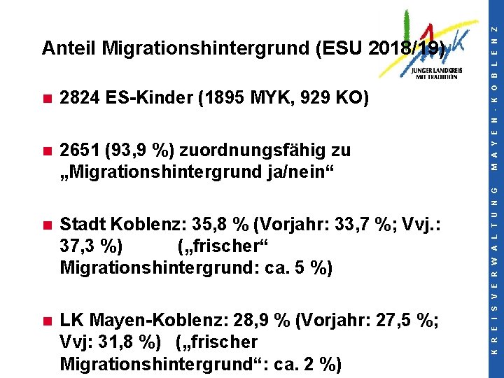 n 2824 ES-Kinder (1895 MYK, 929 KO) n 2651 (93, 9 %) zuordnungsfähig zu