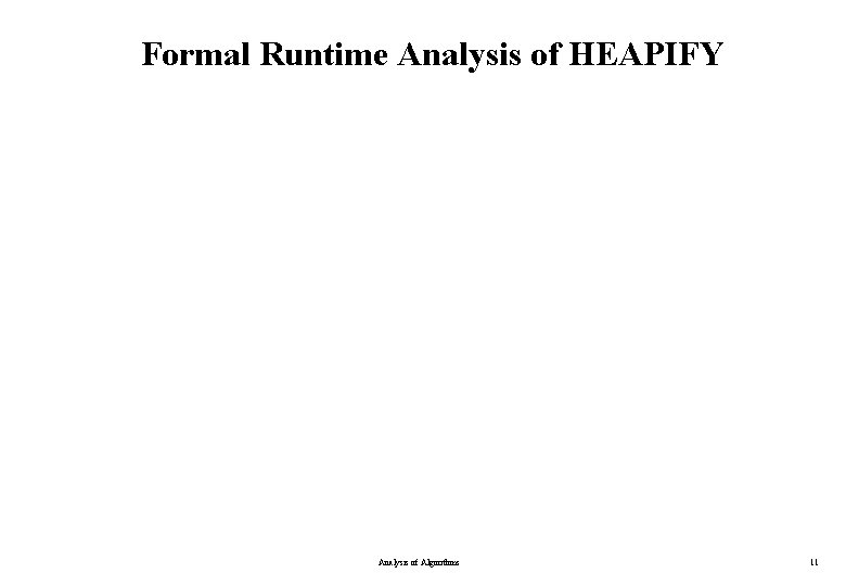 Formal Runtime Analysis of HEAPIFY Analysis of Algorithms 11 