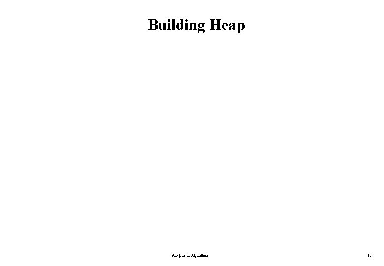 Building Heap Analysis of Algorithms 12 