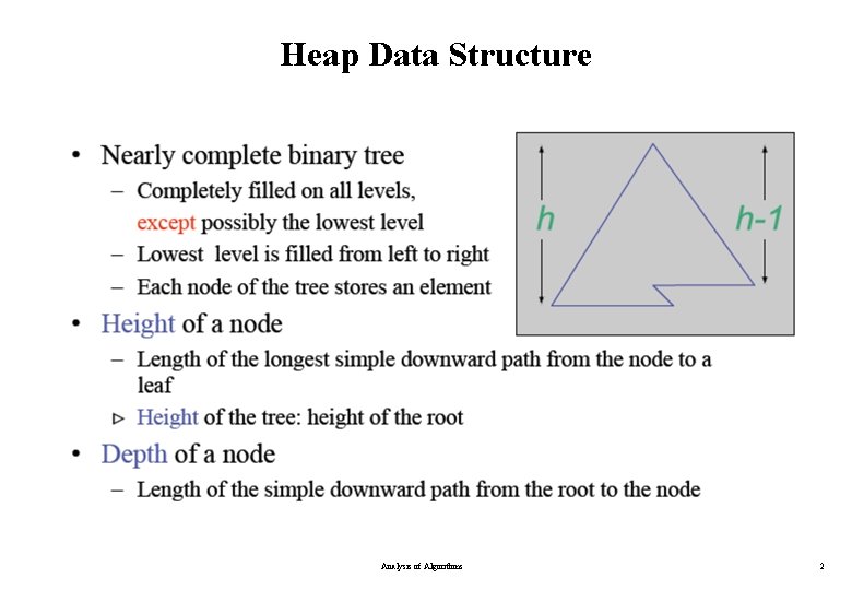 Heap Data Structure Analysis of Algorithms 2 