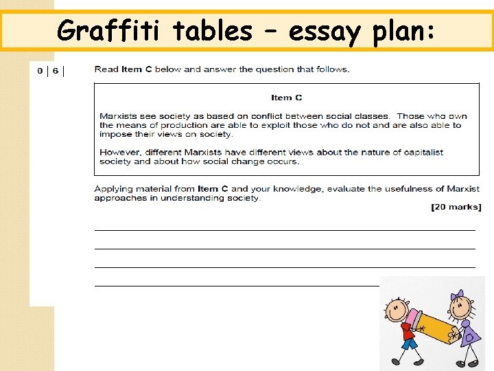 Graffiti tables – essay plan: 
