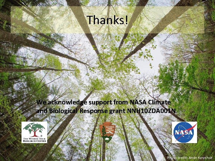 Thanks! We acknowledge support from NASA Climate and Biological Response grant NNH 10 ZDA