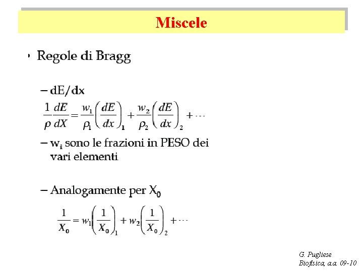 Miscele G. Pugliese Biofisica, a. a. 09 -10 