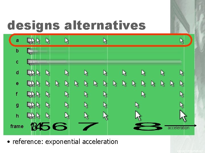 designs alternatives a b c d e f g h frame • reference: exponential