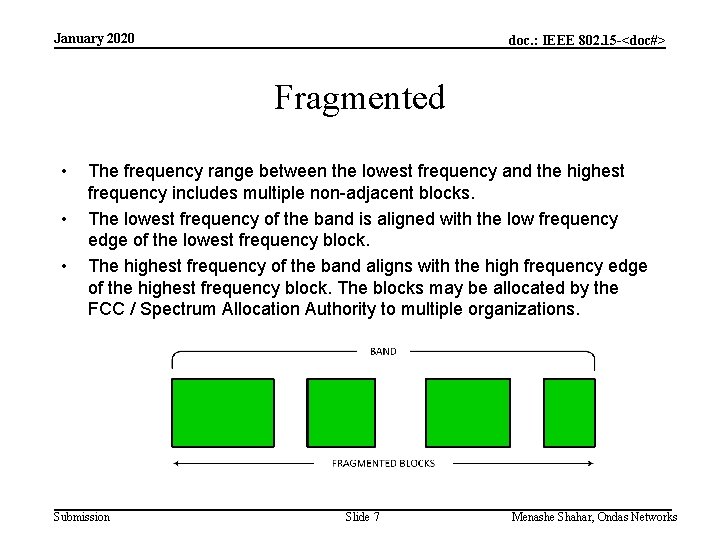 January 2020 doc. : IEEE 802. 15 -<doc#> Fragmented • • • The frequency