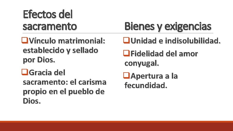 Efectos del sacramento q. Vínculo matrimonial: establecido y sellado por Dios. q. Gracia del Efectos del sacramento q. Vínculo matrimonial: establecido y sellado por Dios. q. Gracia del