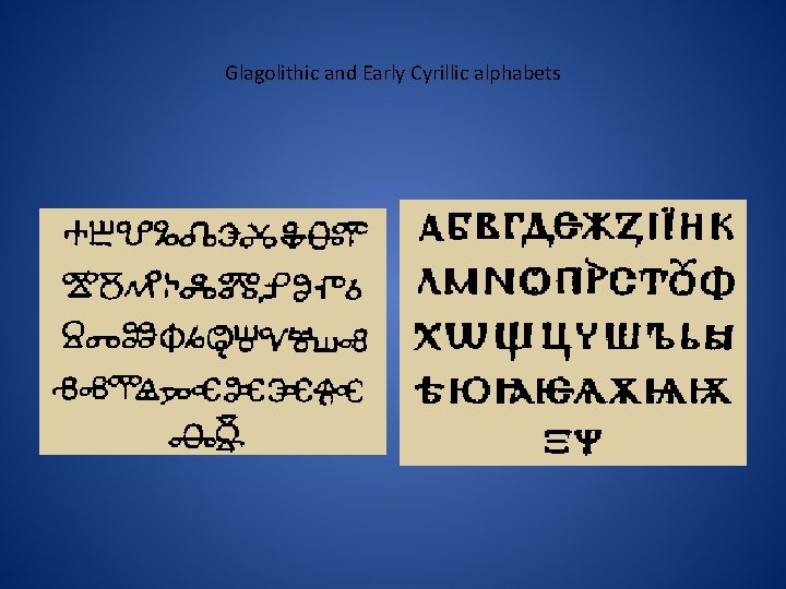Glagolithic and Early Cyrillic alphabets 