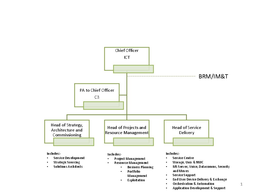 Chief Officer ICT BRM/IM&T PA to Chief Officer C 3 Head of Strategy, Architecture