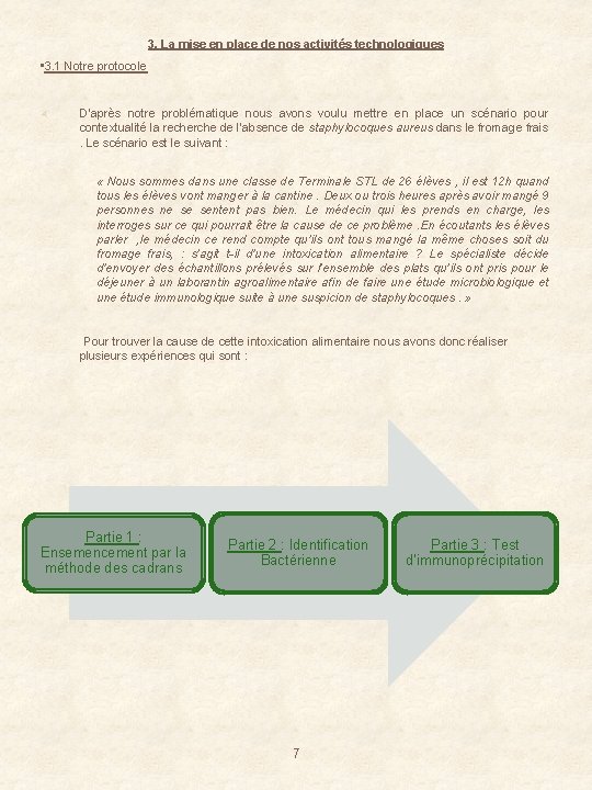 3. La mise en place de nos activités technologiques • 3. 1 Notre protocole