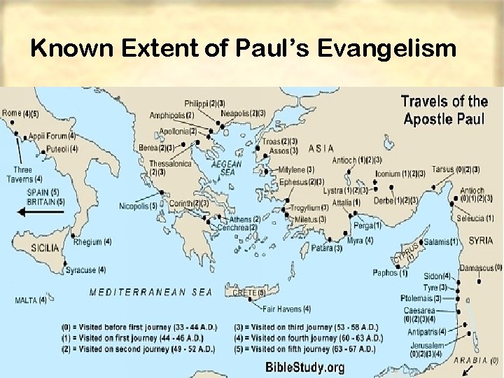 Known Extent of Paul’s Evangelism 