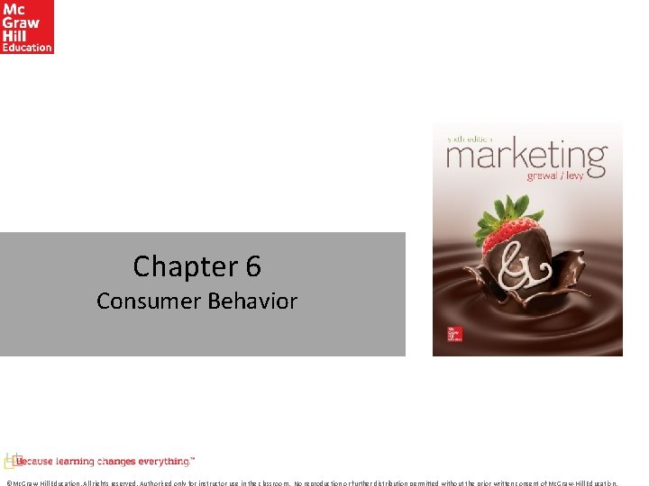 Chapter 6 Consumer Behavior ©Mc. Graw-Hill Education. All rights reserved. Authorized only for instructor