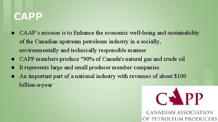 CAPP ● CAAP’s mission is to Enhance the economic well-being and sustainability of the