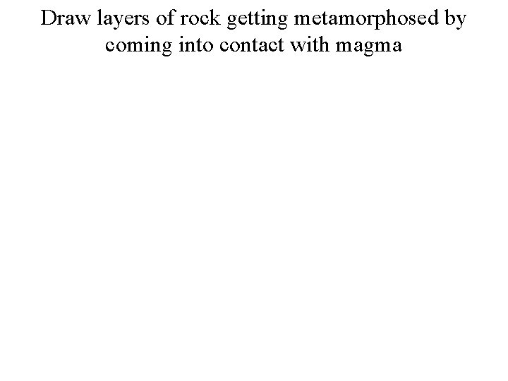 Draw layers of rock getting metamorphosed by coming into contact with magma 