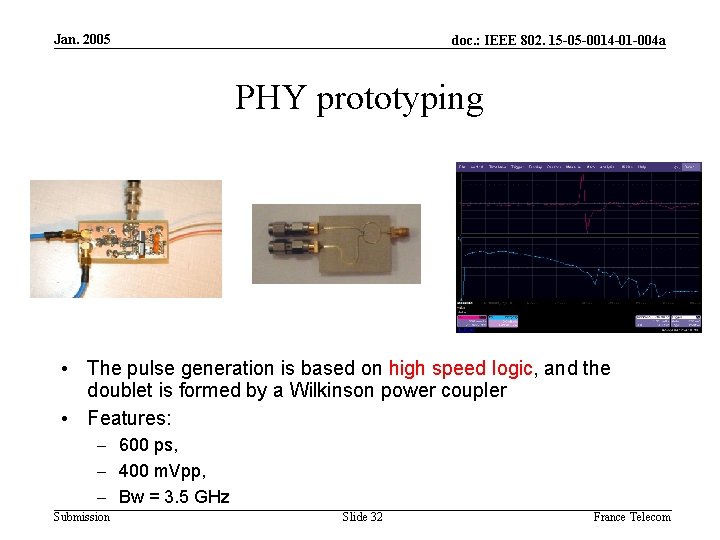 Jan. 2005 doc. : IEEE 802. 15 -05 -0014 -01 -004 a PHY prototyping