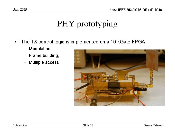 Jan. 2005 doc. : IEEE 802. 15 -05 -0014 -01 -004 a PHY prototyping