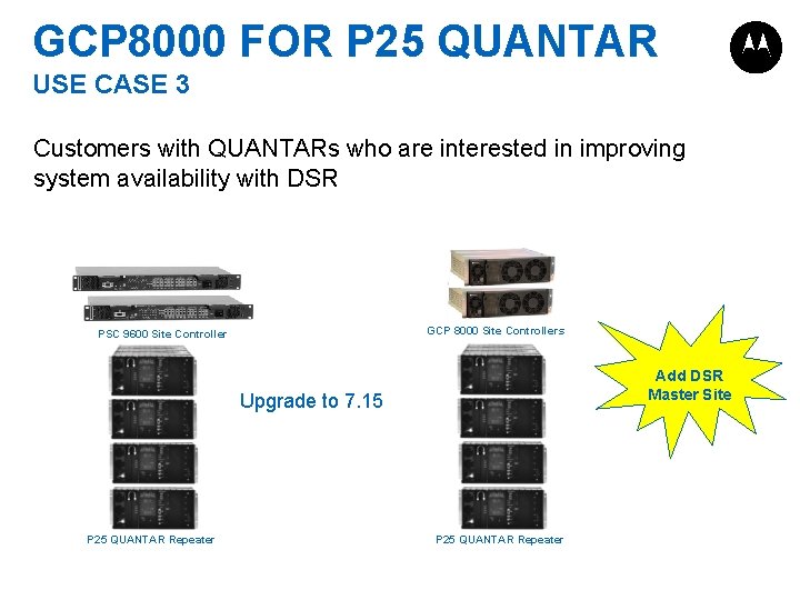 GCP 8000 FOR P 25 QUANTAR USE CASE 3 Customers with QUANTARs who are