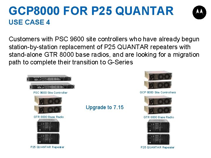 GCP 8000 FOR P 25 QUANTAR USE CASE 4 Customers with PSC 9600 site