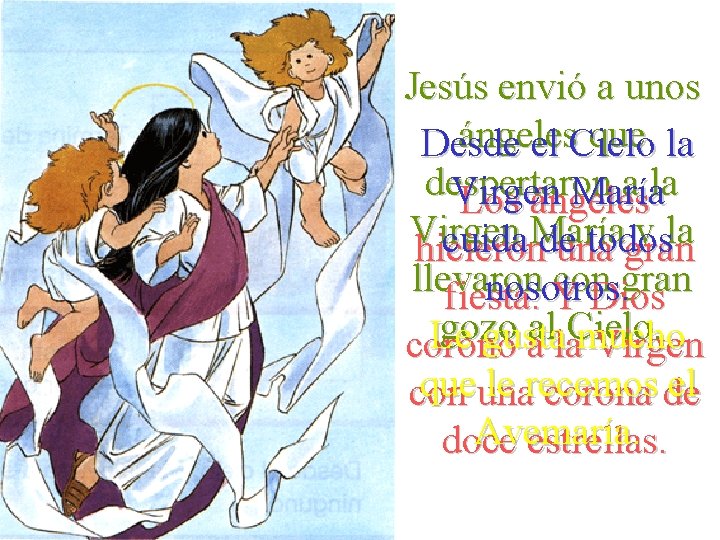 Jesús envió a unos ángeles que Desde el Cielo la despertaron a la Virgen