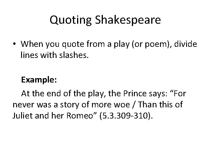 how to write a shakespeare quote in an essay
