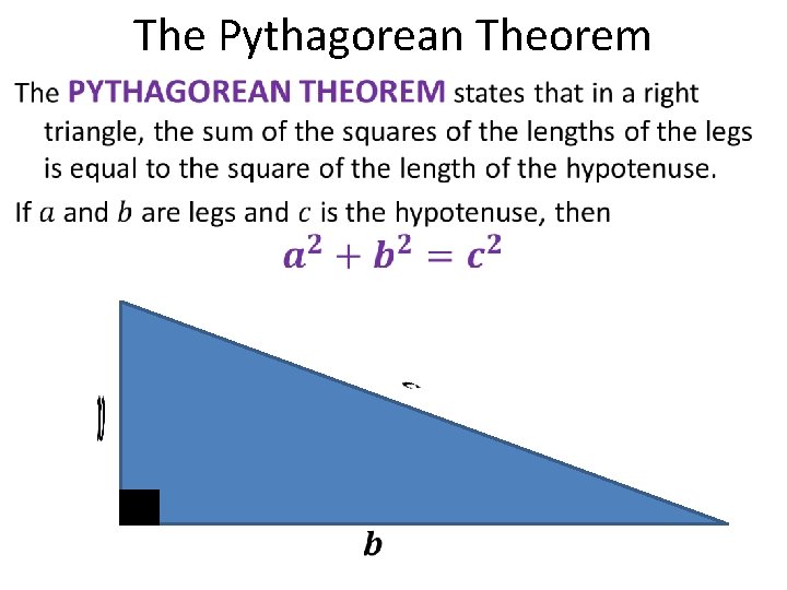 The Pythagorean Theorem • 