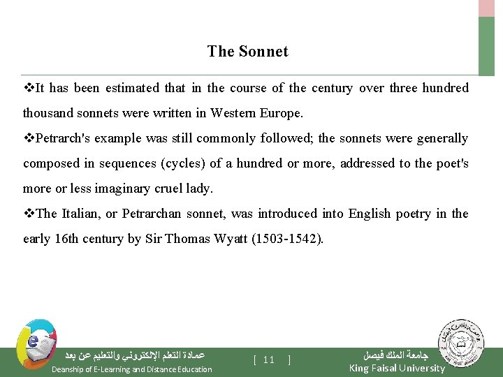 The Sonnet v. It has been estimated that in the course of the century