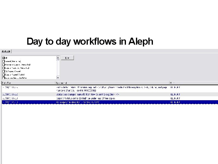 Day to day workflows in Aleph • Communicating with the end user 13 