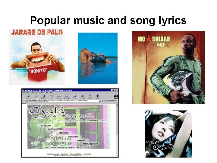 Popular music and song lyrics Popular music and song lyrics