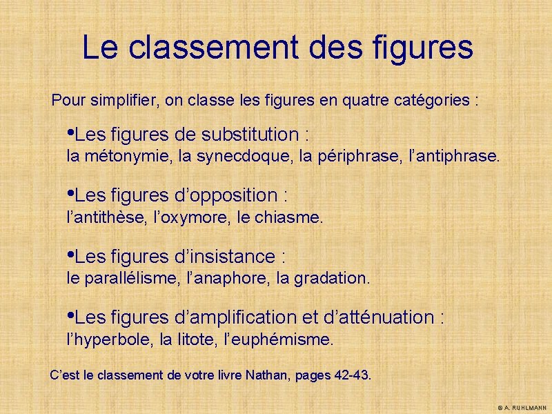 Le classement des figures Pour simplifier, on classe les figures en quatre catégories : Le classement des figures Pour simplifier, on classe les figures en quatre catégories :