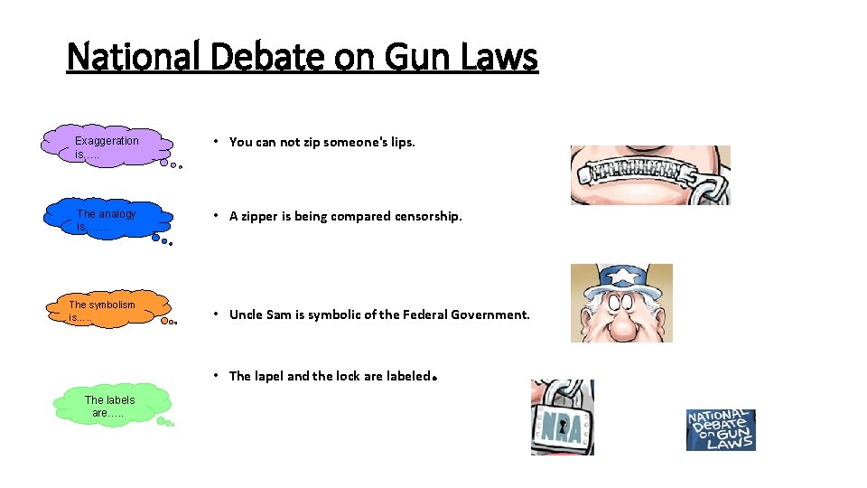 National Debate on Gun Laws Exaggeration is…. . • You can not zip someone's
