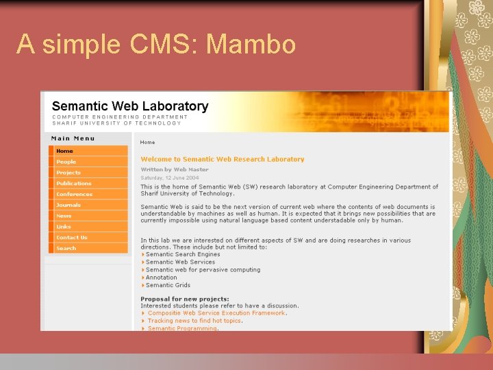 A simple CMS: Mambo 