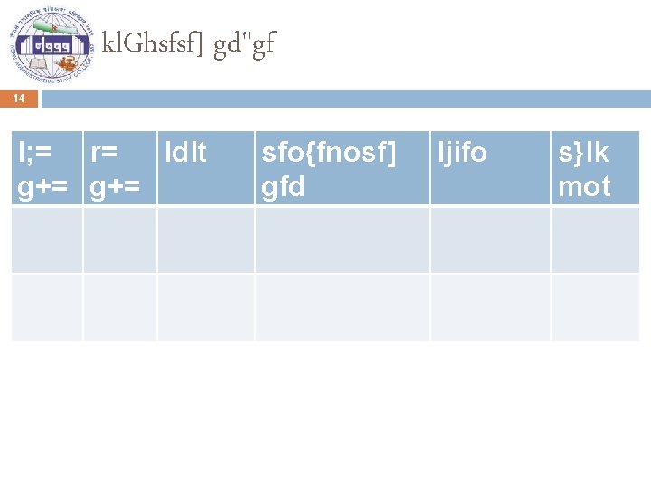 kl. Ghsfsf] gd"gf 14 l; = r= ldlt g+= sfo{fnosf] gfd ljifo s}lk mot