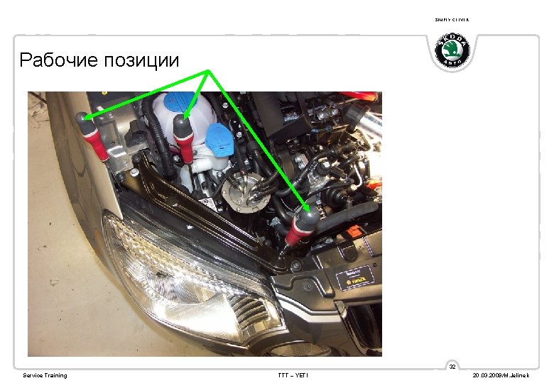 SIMPLY CLEVER Рабочие позиции 32 Service Training TTT – YETI 20. 03. 2009/M. Jelinek