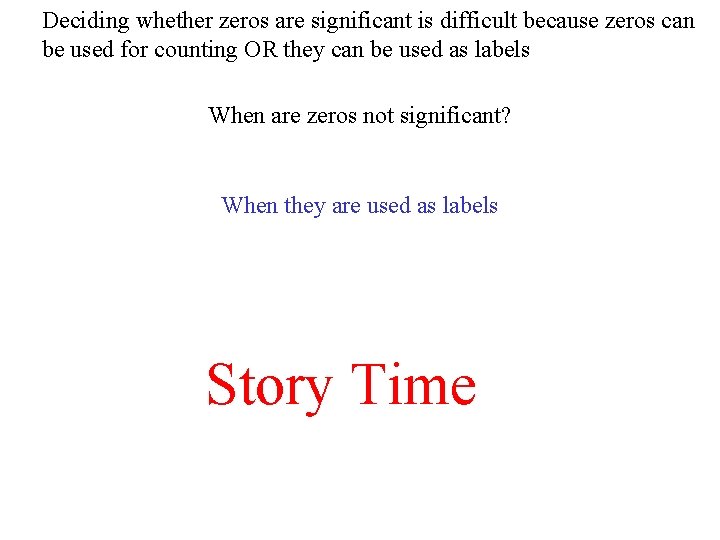 Deciding whether zeros are significant is difficult because zeros can be used for counting