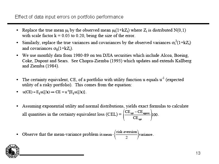 Effect of data input errors on portfolio performance 13 